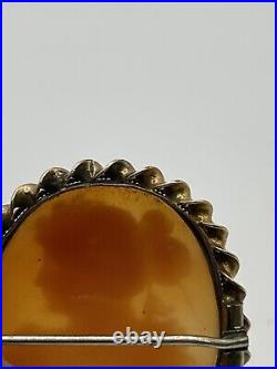 Rare Antique Pre Victorian Gold Shell Carved Cameo Brooch 10k Gold 7g