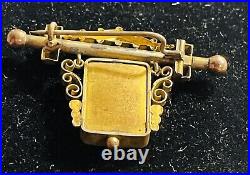 Rare Antique Victorian Italian Gold Micro Mosaic Brooch Bird Floral Pin READ