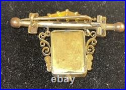 Rare Antique Victorian Italian Gold Micro Mosaic Brooch Bird Floral Pin READ