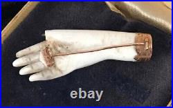 Rare Antique Victorian Porcelain And Gold Hand Brooch