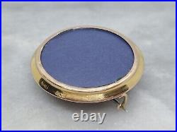 Rare Antique Victorian Solid 9ct Yellow Gold Round Double Photo Locket Brooch