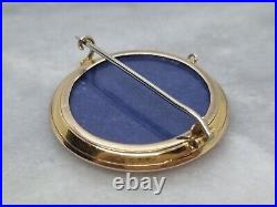 Rare Antique Victorian Solid 9ct Yellow Gold Round Double Photo Locket Brooch