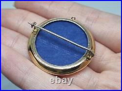 Rare Antique Victorian Solid 9ct Yellow Gold Round Double Photo Locket Brooch