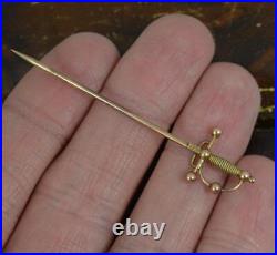 Rare Novelty Victorian 9ct Rose Gold Sword Shape Stick Tie Pin