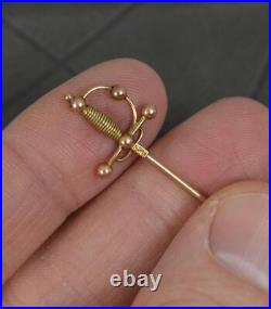 Rare Novelty Victorian 9ct Rose Gold Sword Shape Stick Tie Pin