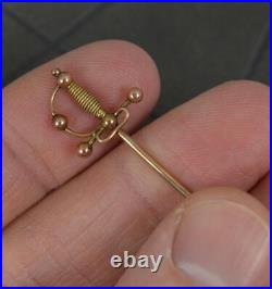 Rare Novelty Victorian 9ct Rose Gold Sword Shape Stick Tie Pin