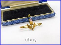 Scottish Victorian 15ct Yellow Gold & Amethyst Thistle Sweetheart Brooch Antique