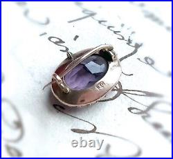 Small ANTIQUE VICTORIAN 9ct K Carat Gold Amethyst & SEED PEARL BROOCH PENDANT