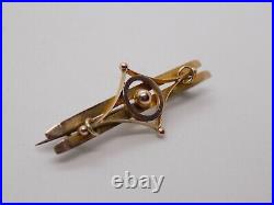 VICTORIAN ANTIQUE 9CT GOLD ART NOUVEAU DESIGN BROOCH. 2.1 Grams