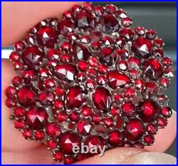 VICTORIAN BOHEMIAN GARNET PENDANT BROOCH Excellent Condition 3 Tiered