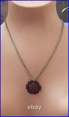 VICTORIAN BOHEMIAN GARNET PENDANT BROOCH Excellent Condition 3 Tiered