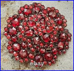 VICTORIAN BOHEMIAN GARNET PENDANT BROOCH Excellent Condition 3 Tiered