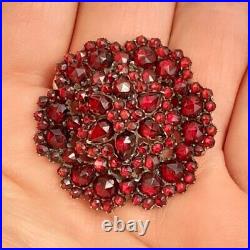 VICTORIAN BOHEMIAN GARNET PENDANT BROOCH Excellent Condition 3 Tiered