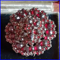 VICTORIAN BOHEMIAN GARNET PENDANT BROOCH Excellent Condition 3 Tiered