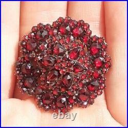 VICTORIAN BOHEMIAN GARNET PENDANT BROOCH Excellent Condition 3 Tiered