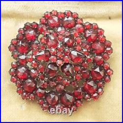 VICTORIAN BOHEMIAN GARNET PENDANT BROOCH Excellent Condition 3 Tiered