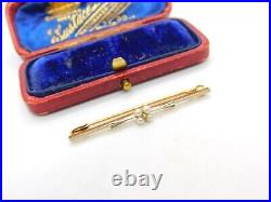 Victorian 15ct Gold, Platinum & Seed Pearl Floral Bar Brooch c1890 Antique