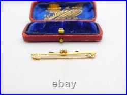 Victorian 15ct Gold, Platinum & Seed Pearl Floral Bar Brooch c1890 Antique