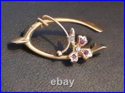 Victorian 15ct Gold Ruby & Diamond Wishbone Brooch