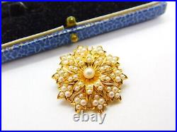 Victorian 18ct Yellow Gold & Seed Pearl Spring Flower Pendant or Brooch Antique