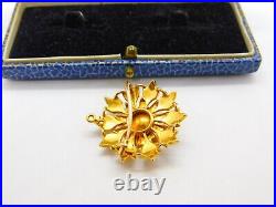 Victorian 18ct Yellow Gold & Seed Pearl Spring Flower Pendant or Brooch Antique