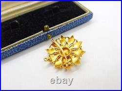 Victorian 18ct Yellow Gold & Seed Pearl Spring Flower Pendant or Brooch Antique