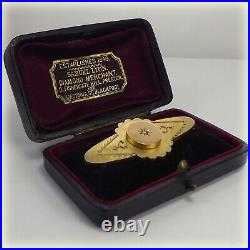 Victorian 9ct Gold Diamond set Brooch, original presentation case