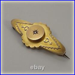 Victorian 9ct Gold Diamond set Brooch, original presentation case