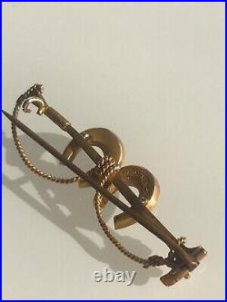 Victorian 9ct Yellow Gold Pearl Double Horseshoe Equestrian Bar Brooch