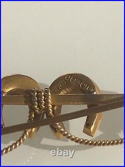 Victorian 9ct Yellow Gold Pearl Double Horseshoe Equestrian Bar Brooch