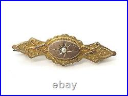 Victorian Antique English 9ct Gold Seed Pearl Brooch. Nouveau. Full Hallmarks