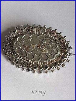 Victorian Hallmarked Silver Brooch & Earring Set with Gold Detailing