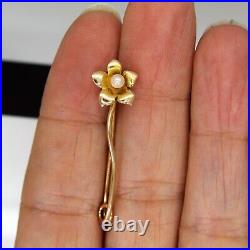 Victorian Pearl set Flower 15ct Yellow Gold Lapel Pin Brooch