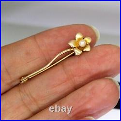 Victorian Pearl set Flower 15ct Yellow Gold Lapel Pin Brooch