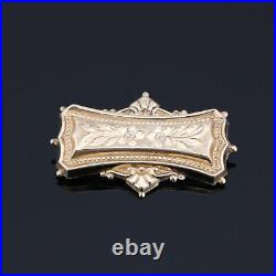 Vintage 9ct 375 Gold Brooch Victorian Style Etched Art Deco Birmingham BLtd 6.8g