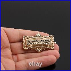 Vintage 9ct 375 Gold Brooch Victorian Style Etched Art Deco Birmingham BLtd 6.8g