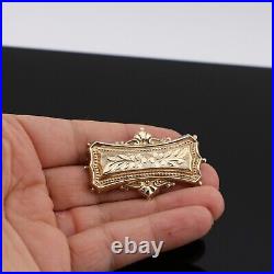 Vintage 9ct 375 Gold Brooch Victorian Style Etched Art Deco Birmingham BLtd 6.8g