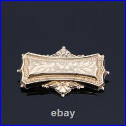 Vintage 9ct 375 Gold Brooch Victorian Style Etched Art Deco Birmingham BLtd 6.8g