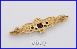 Vintage 9ct Gold and Garnet Brooch Victorian Style / Revival / Detailed / Red