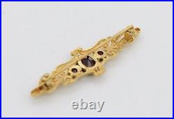 Vintage 9ct Gold and Garnet Brooch Victorian Style / Revival / Detailed / Red