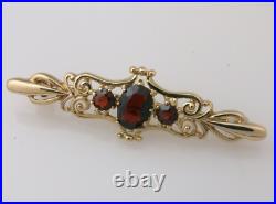 Vintage Victorian Style 9ct Solid Gold Fully Hallmarked Garnet Set Brooch