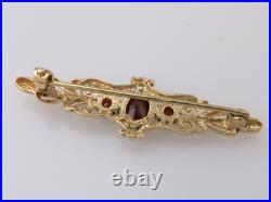 Vintage Victorian Style 9ct Solid Gold Fully Hallmarked Garnet Set Brooch