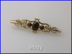 Vintage Victorian Style 9ct Solid Gold Fully Hallmarked Garnet Set Brooch