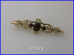 Vintage Victorian Style 9ct Solid Gold Fully Hallmarked Garnet Set Brooch