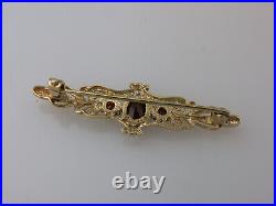 Vintage Victorian Style 9ct Solid Gold Fully Hallmarked Garnet Set Brooch