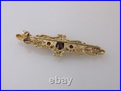 Vintage Victorian Style 9ct Solid Gold Fully Hallmarked Garnet Set Brooch